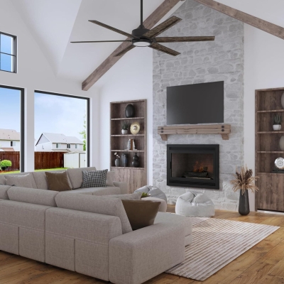 62 in. Matte Black Ceiling Fan with LED Light and Remote Control, Contemporary Ceiling Fans