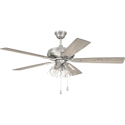 52 in. Reversible Brushed Nickel Ceiling Fan, Walnut Wood Ceiling Fan