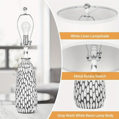 Set of 2 Modern Table Lamp for Bedroom Bedside Nightstand End Table, Coastal Table Lamp with White Shade Fish Scale Base