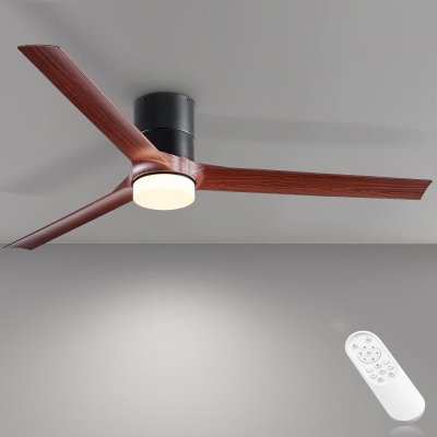 60 in. Modern LED 3 Blade Ceiling Fan for Bedroom Living Room Dining Room Patio Garage Kitchen, Contemporary Flush Mount Remote Ceiling Fan with Light