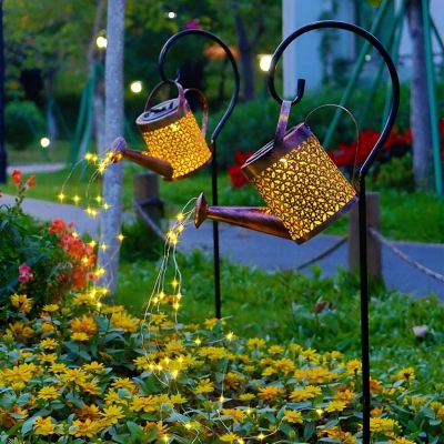 High-Efficiency Solar Garden Light with Unique Iron Kettle Design, Fast Charging, Long Battery Life, and Realistic Water Flow LED Strips