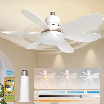 Socket Fan Light, Small Ceiling Fan with Light and Remote, Dimmable Mini Ceiling Fan for Bedroom Kitchen, Garage Ceiling Fan