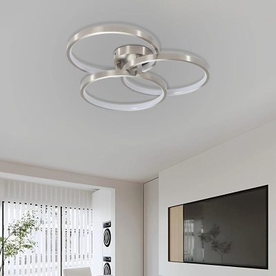 3-Light Ring Semi-Flush Mount Light, LED Ceiling Lamp with Inner Ring