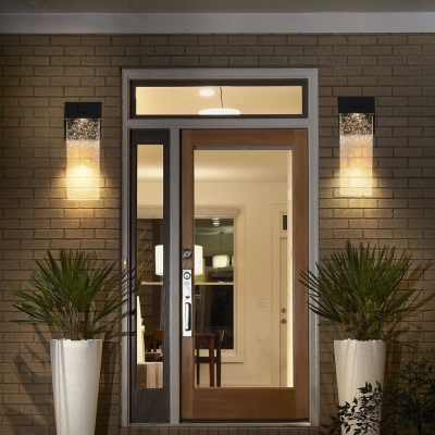 2-Pack Outdoor LED Wall Light, Waterproof Rectangular Outdoor Crystal Wall Sconce