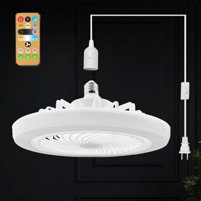 Plug in Corded Ceiling Fan Pendant Light with Remote Control, Small Socket Fan for Kid Room Bedroom Bathroom Kitchen, Outdoor Ceiling Fan for Garage