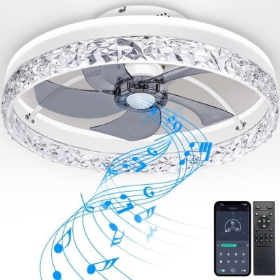 20 in. Low Profile Ceiling Fan and Light Remote APP Control, Flush Mount Ceiling Fan with Bluetooth Speaker, Reversible Small Ceiling Fan Light for Bedroom