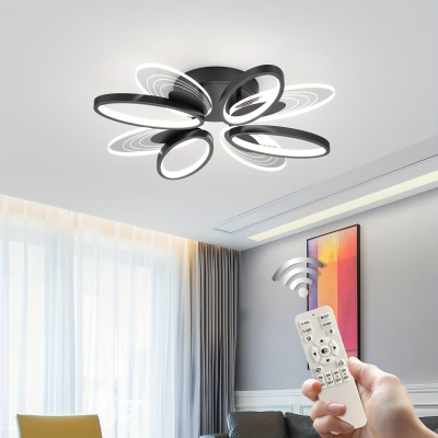 Butterfly-Shaped Black LED Flush Mount Light, 8-Light Dimmable Modern Ceiling Light Fixture for Bedroom Living Dining Room Hallway