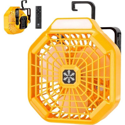 Cordless Battery Operated Tent Fan with Remote, Rechargeable USB Ceiling Fan for Camping Garage