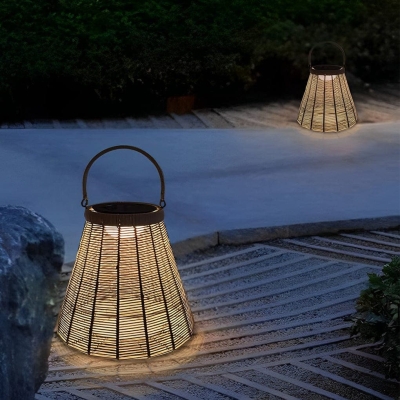 Portable Solar-Powered Rattan Outdoor Camping Light, Elegant and Practical for Garden, Yard, Terrace, and Camping, 10-12 Hours Illumination