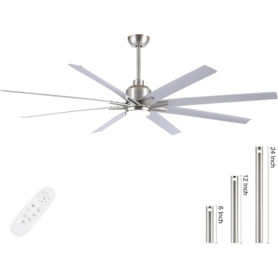 72 in. Brushed Nickel Ceiling Fan, Large Remote Control Ceiling Fan with Light, Contemporary Ceiling Fans for Living Room Office, Covered Ceiling Fan