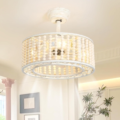 Modern Caged Beaded Remote Control Ceiling Fan and Light, Low Profile Flush Mount Ceiling Fan, Nice Ceiling Fans for Bedroom Dining Room Kitchen