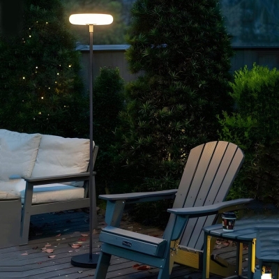 Sleek 68 in. Modern Solar Outdoor Floor Lamp with Warm White LED Light, Aluminum &amp; PE Construction, USB Charging Option for Patios &amp; Terraces