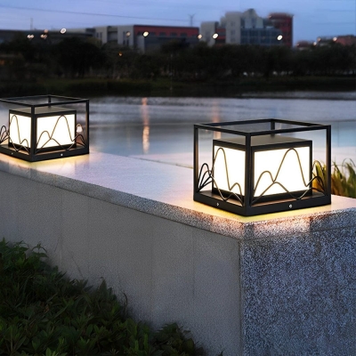 Durable Stainless Steel Solar Deck Post Lights with Abstract Mountain Design, High Transmittance, and E27 Bulb Base for Bright, Warm Outdoor Lighting