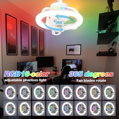 Small Ceiling Fan with Light and Remote, 360&iexcl;&atilde; Rotating Ceiling Fan, Ceiling Fan on Low Ceiling with Light, Smart Modern Ceiling Fan for Bedroom