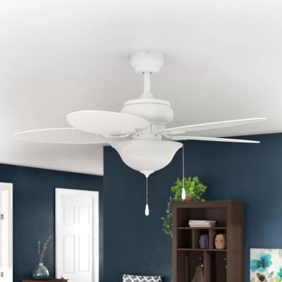 52 in. Indoor Outdoor Ceiling Fan with Lights, White Tropical Ceiling Fan with Pull Chain Control for Living Room Patio Porch