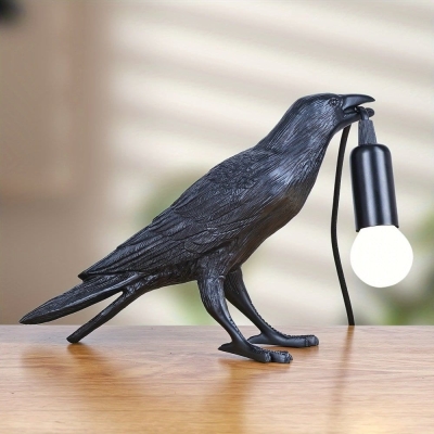 Crow Shaped Table Lamp Desk Lamp for Props, Unique Black Bird Accent Decor Table Lamps Light for Living Room Office Bedroom