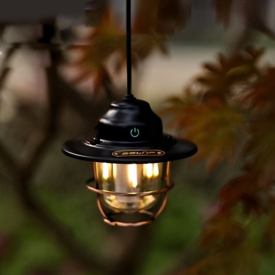 Portable Retro Metal Camping Light with USB Charging, 7 Adjustable Light Modes, Waterproof Design for Outdoor Use, Hang or Place Horizontally