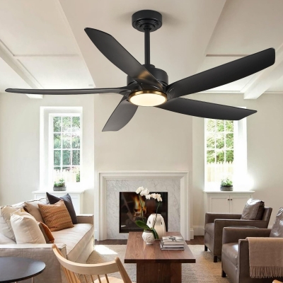 52 in. Black Ceiling Fan with Light, Modern Ceiling Fan for Living Room, Bedroom, Dimmable Outdoor Ceiling Fans