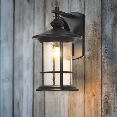 Rustic Outdoor Wall Light with Transparent Glass Lampshade and Aluminum Alloy Body, IP65 Waterproof, Perfect for Garden, Porch, and Balcony Decor