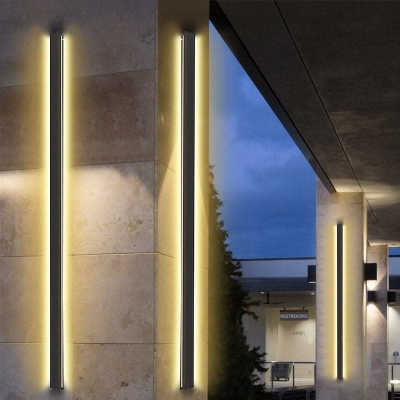 Elegant Black Wired LED Long Strip Porch Lights with Two-Way Sconce for Durable and Versatile Outdoor Landscape Lighting