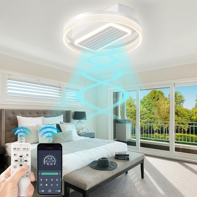 20 in. White Ceiling Fan without Blades, LED Remote Ceiling Fan with Light, Removable Washable Ceiling Lamp, Bedroom Ceiling Fans