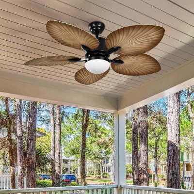 52 in. Tropical LED Ceiling Fan with Light and Remote, Reversible Farmhouse Ceiling Fan for Living Room Patio Porch