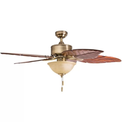 52 in. Tropical Ceiling Fan, 5-Leaf Blade Royal Palm LED Ceiling Fan, Farmhouse Pull Chain Ceiling Fan