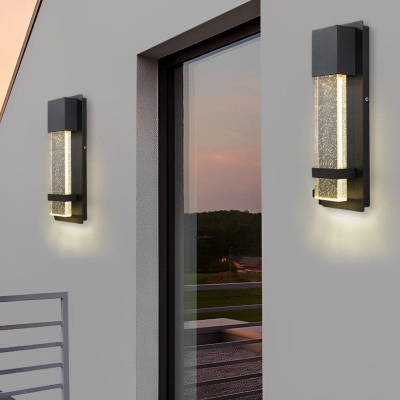 Energy-Efficient Aluminum Outdoor Wall Light with Motion Sensor and Crystal Bubble Glass Lampshade, Waterproof and Rust-Resistant Porch Light