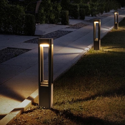 Modernist Die Cast Aluminum Outdoor Post Lights with Traditional Lantern Design, Available in Small, Medium, and Large Sizes for Pathway Lighting