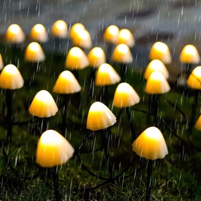 Solar-Powered Mushroom LED String Lights for Garden, Patio, and Holiday Decor, 16.4ft, Yellow &amp; RGB Options, 8 Modes, Energy Efficient