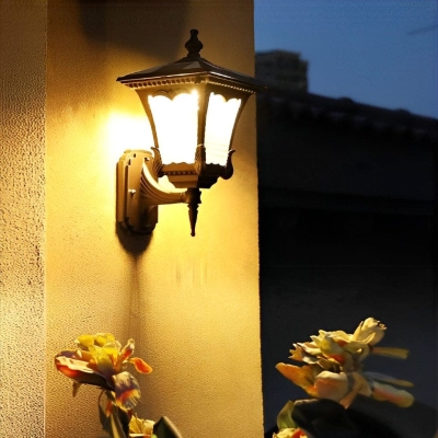 Solar-Powered Outdoor Wall Light with Waterproof Design, Automatic Day/Night Sensor, and Striped Glass Shade for Enhanced Home Ambience