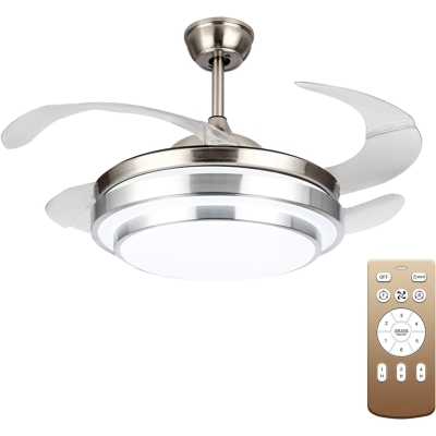 42 in. Ceiling Fan with Light Remote, Silver Low Profile Ceiling Fan, Reversible Fan for Summer Winter, Brushed Nickel Ceiling Fan for Bedroom Living Room