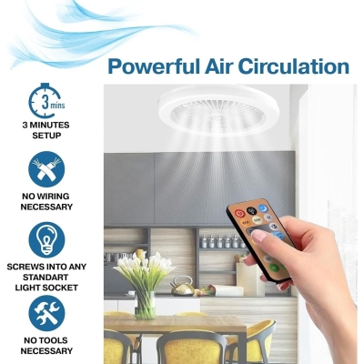 10 in. Ceiling Fan with Light for Bedroom Living Room Kitchen, Socket Fan Light with Remote, Garage Ceiling Fan
