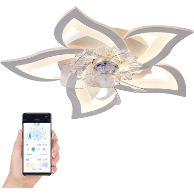 Modern Dimmable Flower Ceiling Fan with Light and Remote APP Control, Ceiling Fan for Bedroom Children's Room