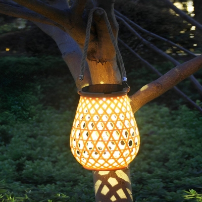 Solar-Powered Imitation Bamboo Lantern, Outdoor Hanging Lights with USB Charging for Garden, Patio, and Yard Decoration, Auto On/Off at Night