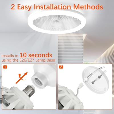 10 in. White Wireless Remote Control Ceiling Fan and Light, Mini Screw In Socket Fan Light for Bedroom