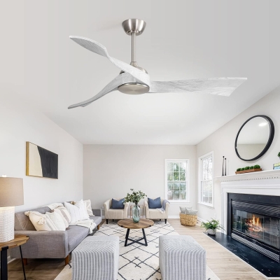 52 in. Contemporary Ceiling Fans without Lights, 3 Wood Blades Reversible Ceiling Fan with Remote for Bedroom Living Room Dining Room
