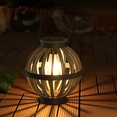 Elegant Solar-Powered Outdoor Lantern with IP65 Waterproof Rating, Imitation Rattan Design, and Portable Handle for Garden and Patio Lighting