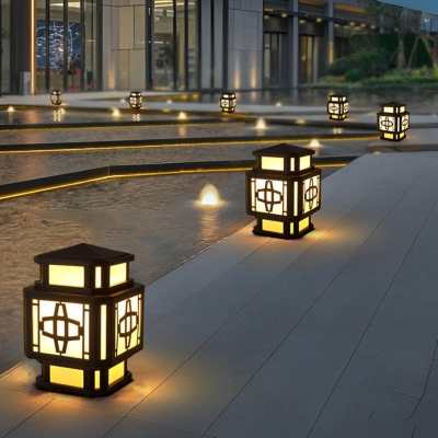 Stainless Steel Waterproof Fence Post Light with High Transmittance Imitation Marble Lampshade and Energy-Saving LED Bulbs for Outdoor Use