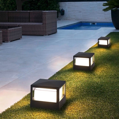 Durable Frosted Aluminum Outdoor Garden Light with Double Layer Waterproof Lampshade for Driveway, Patio, Walkway, and Landscape Decoration