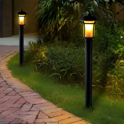 Durable Rustproof Iron Garden Light with Handmade Glass Lampshade, Superior Waterproof Performance, Available in Three Heights for Outdoor Pathways