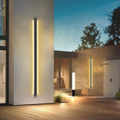 Chic Black Long LED Wall Lighting for Gardens, Garages, Balconies, and Fences, Modern Outdoor Light Fixtures for Glamorous Landscaping