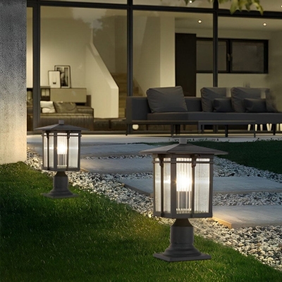 Durable Die-Cast Aluminum Outdoor Lamp Post Lights, Rustproof, Waterproof, Retro Classic Design with Striped Glass for Garden, Yard, Path