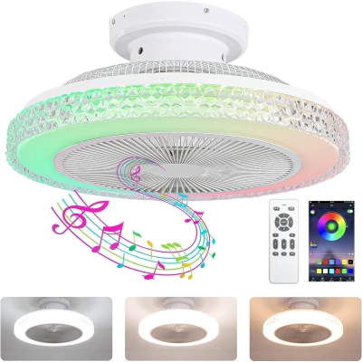 20 in. APP and Remote Control Fan, Enclosed Low Profile Ceiling Fan and Light, RGB Ceiling Fans with Bluetooth Speaker for Bedroom Living Room Dining Room