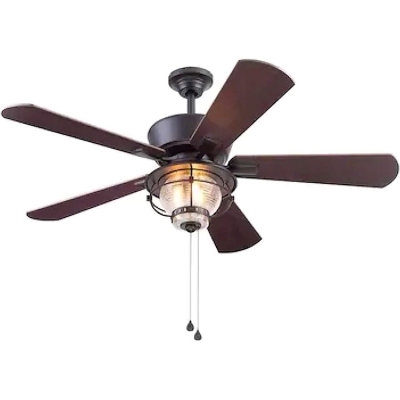 52 in. Matte Bronze Ceiling Fan, LED Indoor Outdoor Ceiling Fans with Light Kit, 5 Blade Ceiling Fan