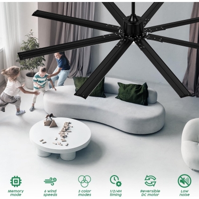 72 in. Black Modern Large Ceiling Fan with Light Remote, Stylish Ceiling Fans, Industrial Contemporary Ceiling Fans for Bedroom Living Room