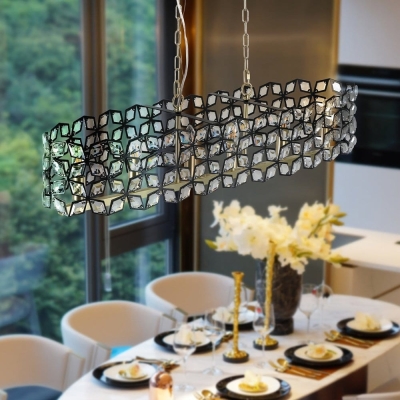 Modern Oval Crystal Chandelier, Crystal Hanging Light Fixture, Luxury Gold Pendant Light for Kitchen Island Dining Room