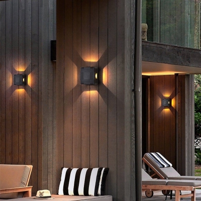Durable Black Aluminum Outdoor Wall Lamp with Energy-Saving LED, Waterproof Design for Porches, Patios, Gardens, and Garage Doors