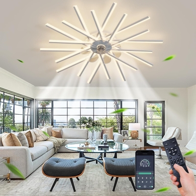 44.8 in. Ceiling Fan with Lights and Remote Switch Control, LED Ceiling Fan for Bedroom, Dimming Smart Living Room Fan