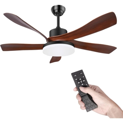 56 in. Farmhouse Brown Remote Control Ceiling Fan and Light, Dimmable Noiseless Reversible Ceiling Fan for Bedroom Living Room Patio Porch